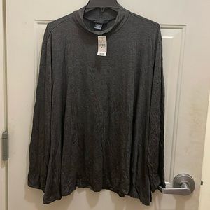 ASHLEY STEWART:NWT, Charcoal mock neck Size 26/28; 96%rayon 4%Spandex